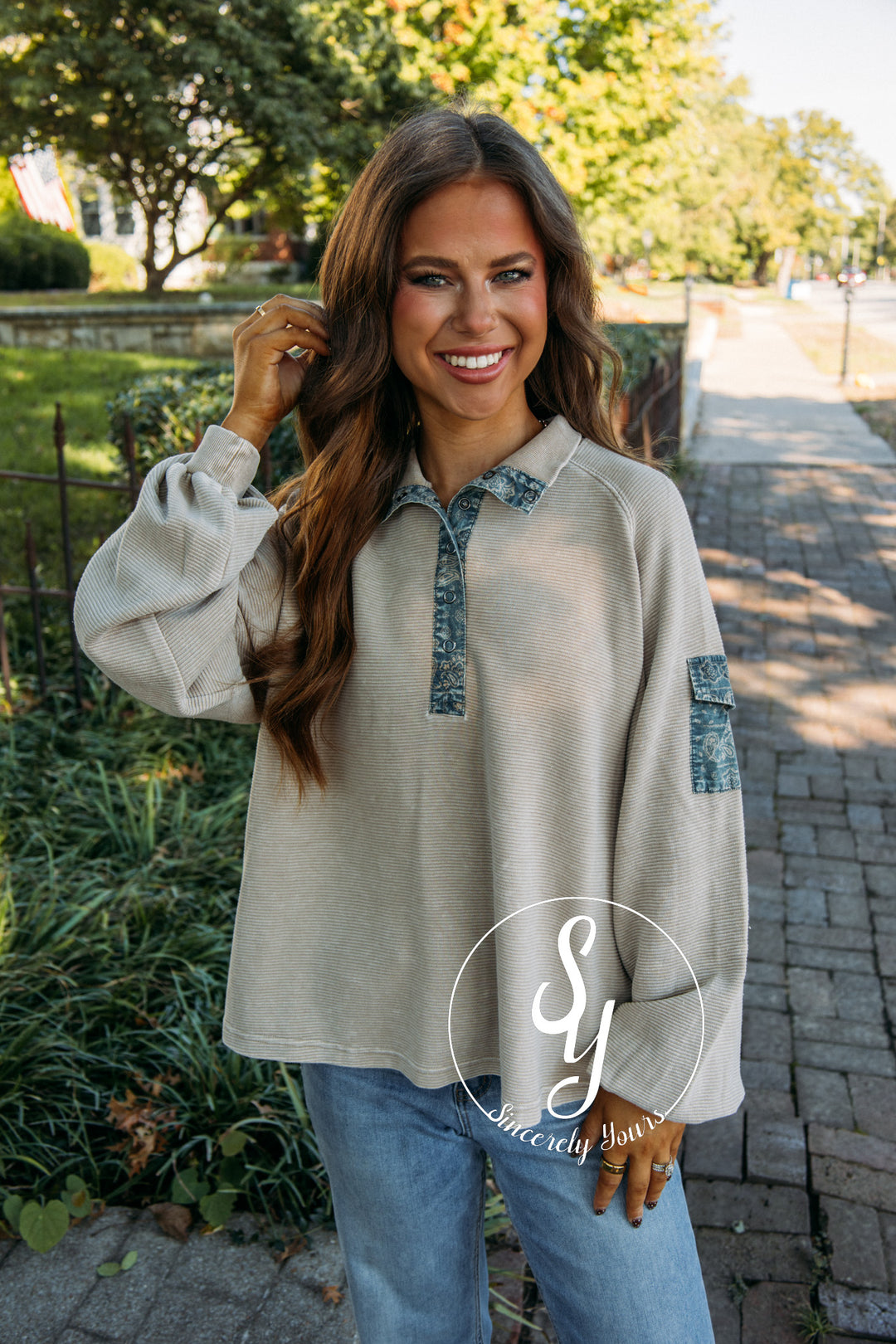 Pocket Here Top - Khaki