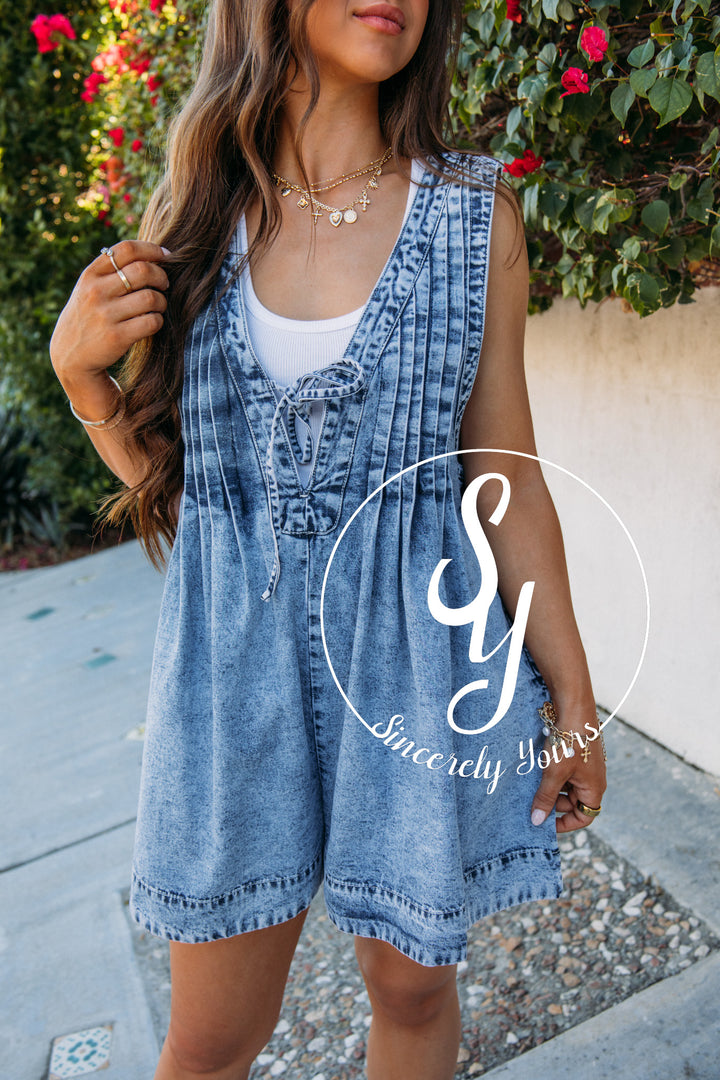 Big City Life Romper- Med Wash