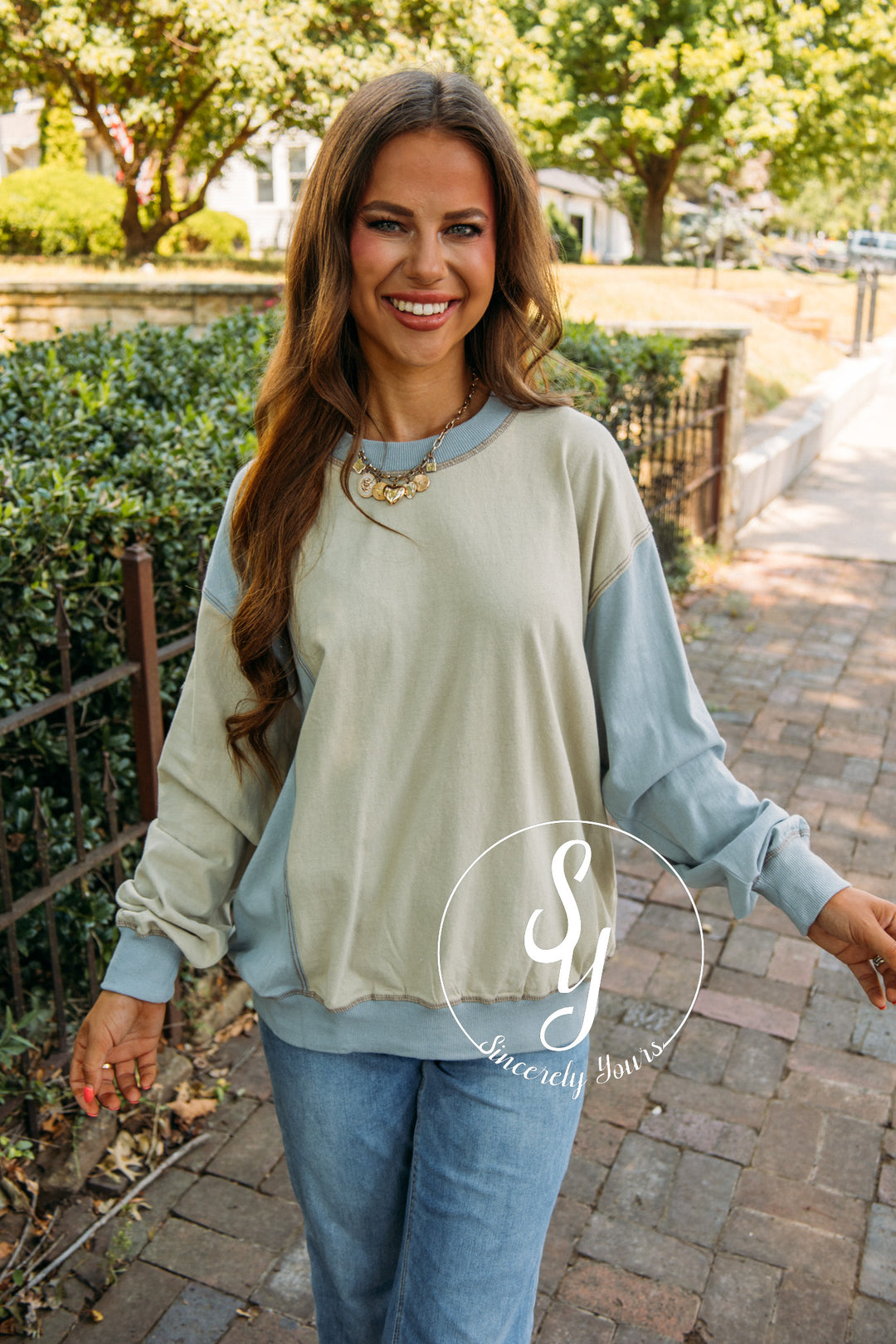 Simple Love Top- Grey Blue