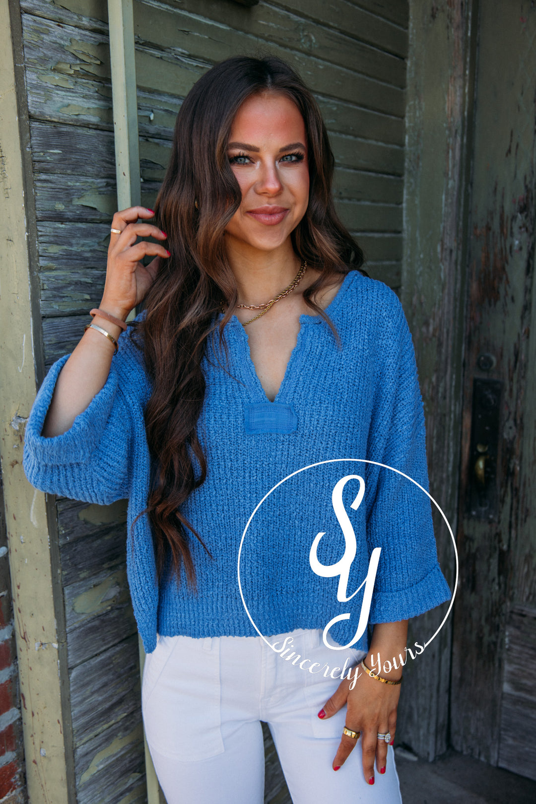 Patch Sweater - Blue