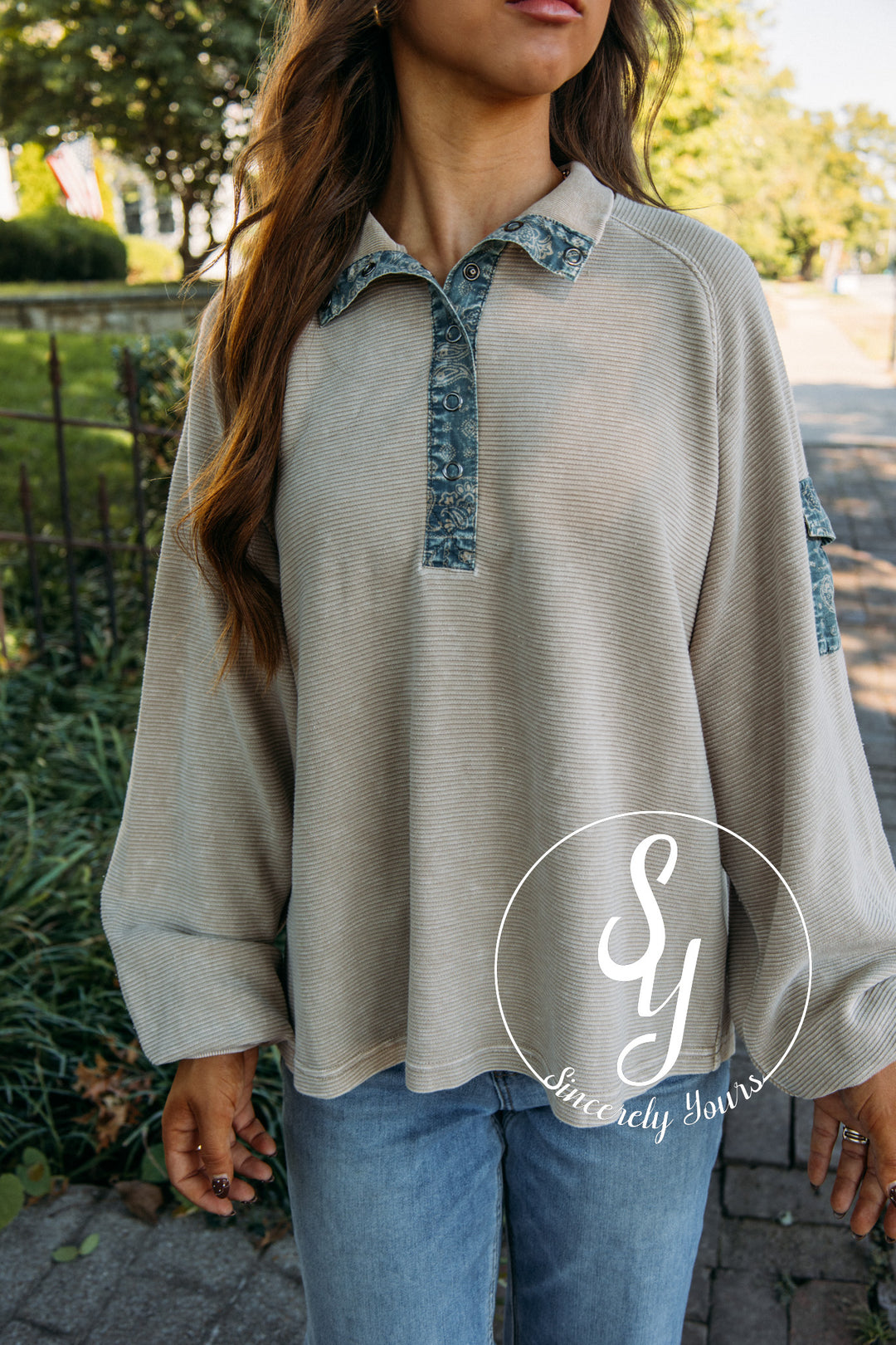 Pocket Here Top - Khaki
