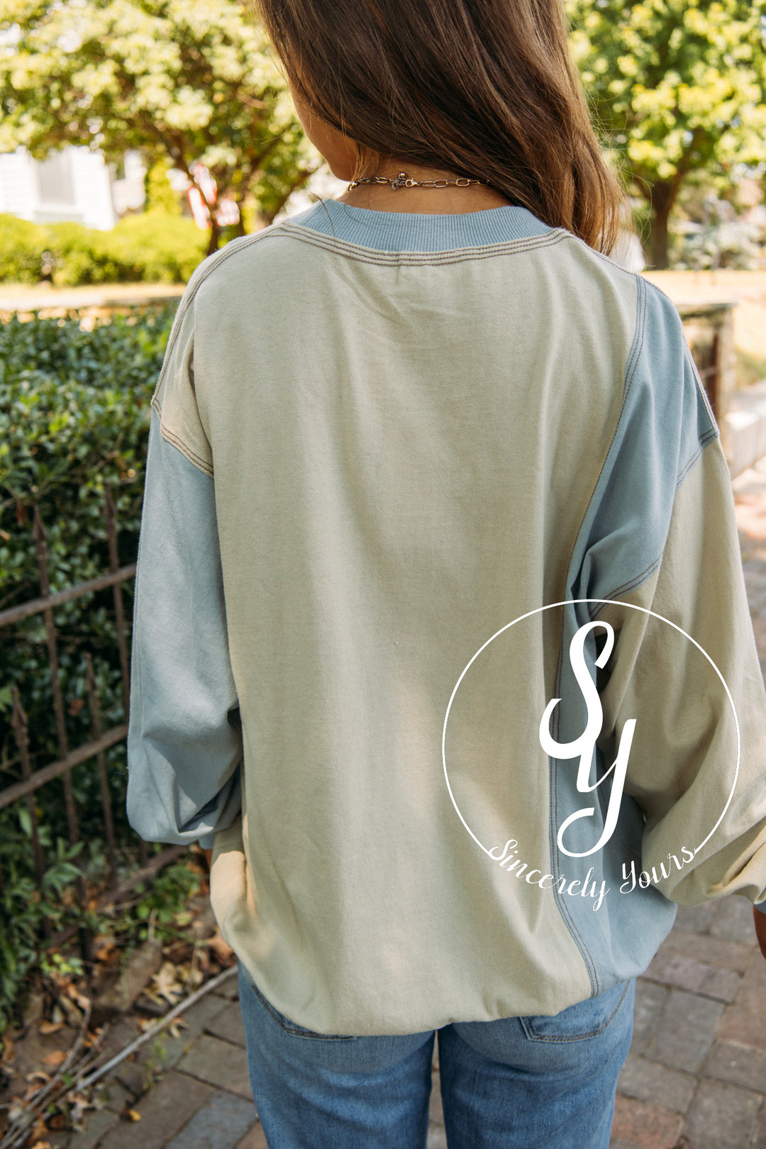 Simple Love Top- Grey Blue