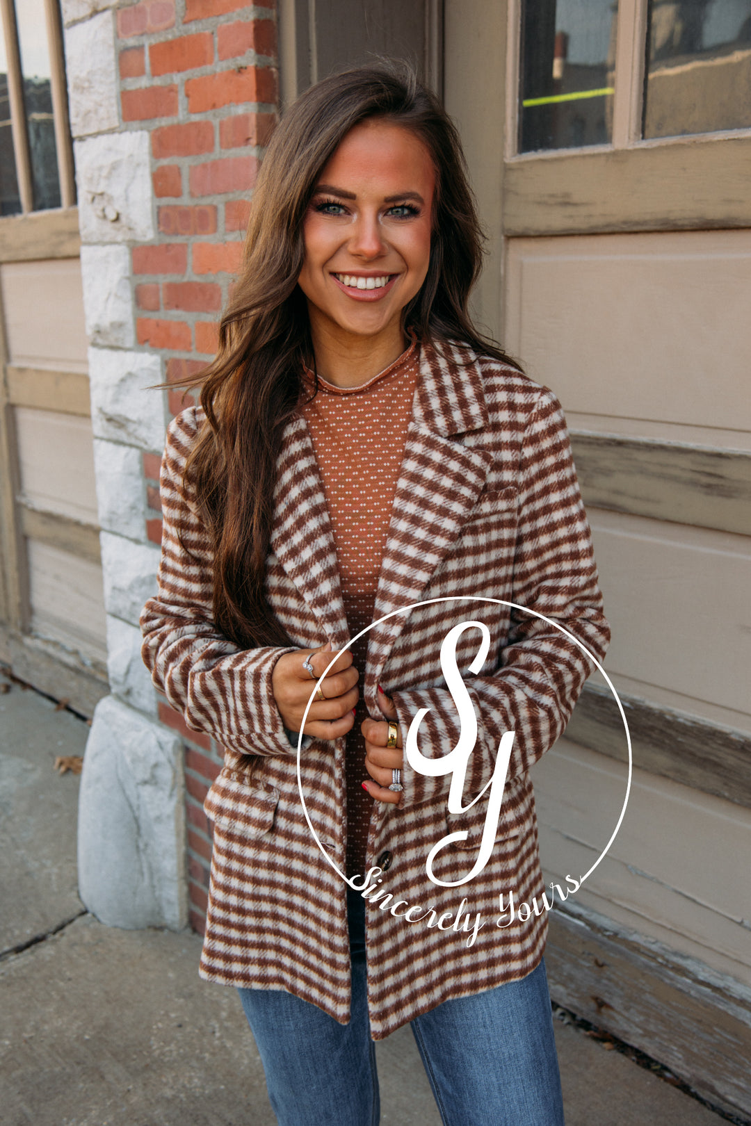 Your Path Blazer - Cream/Brown Plaid