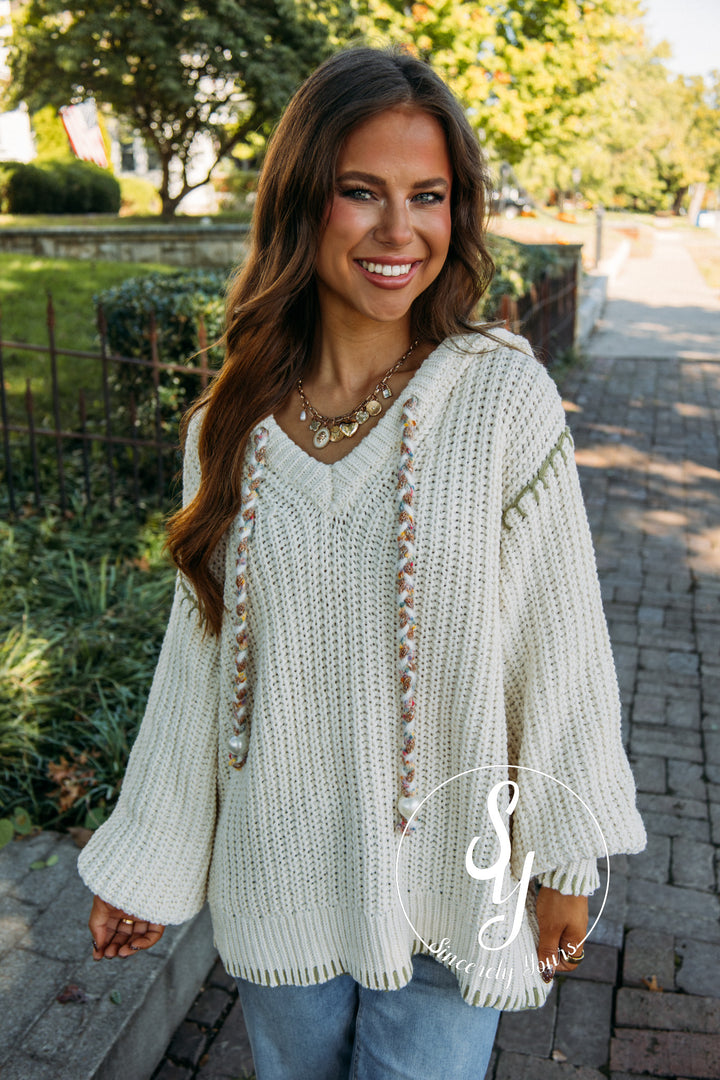 Pearl Knit Sweater - Cream