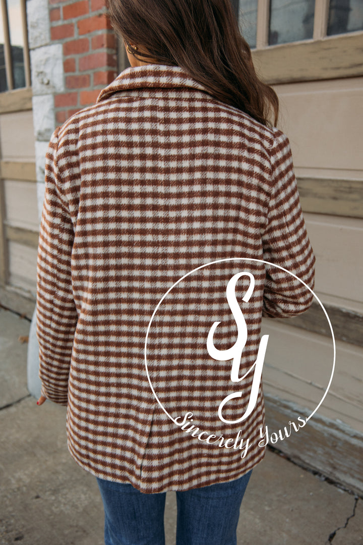 Your Path Blazer - Cream/Brown Plaid