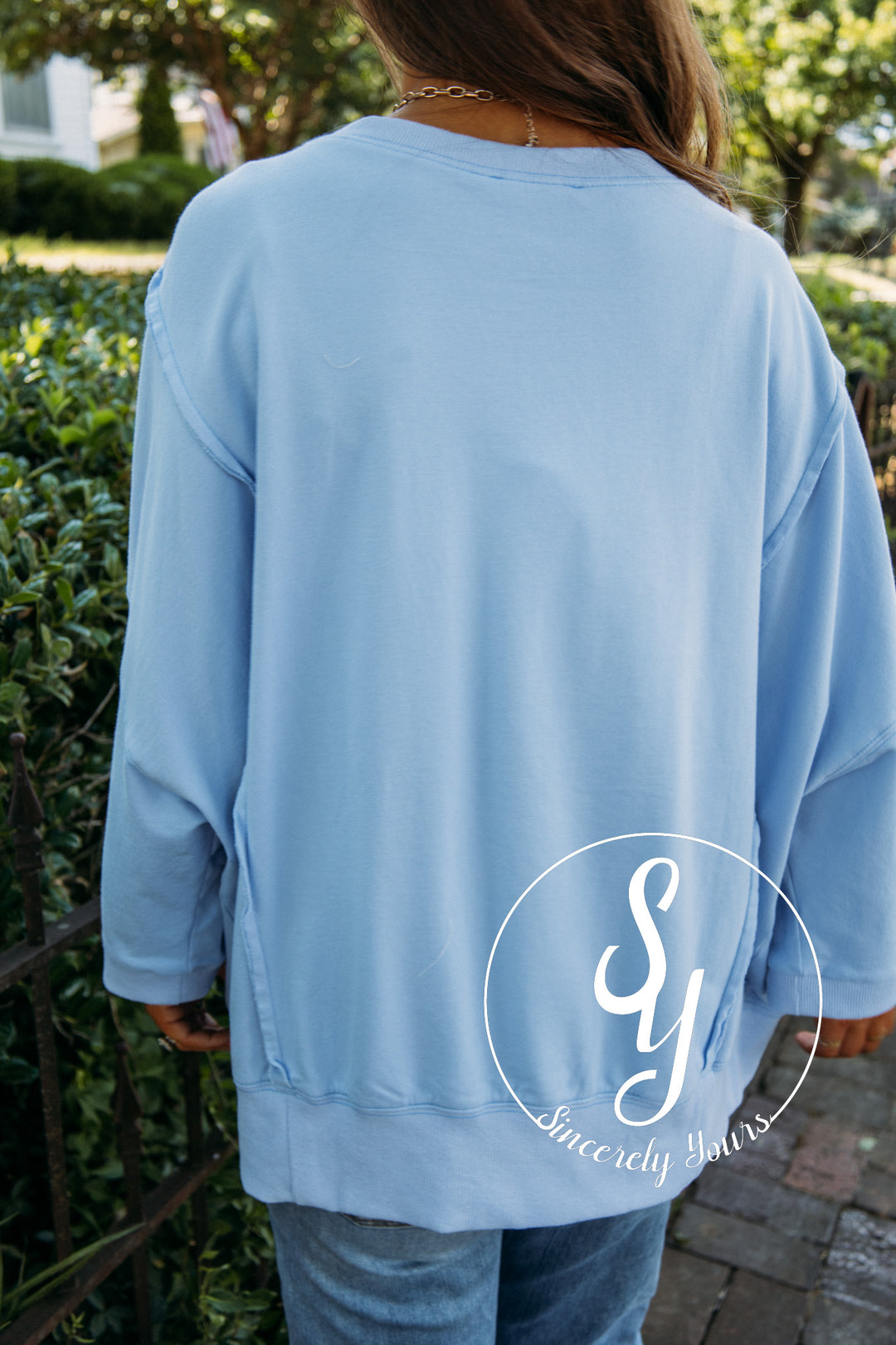 Love Patch Top-Peri Blue