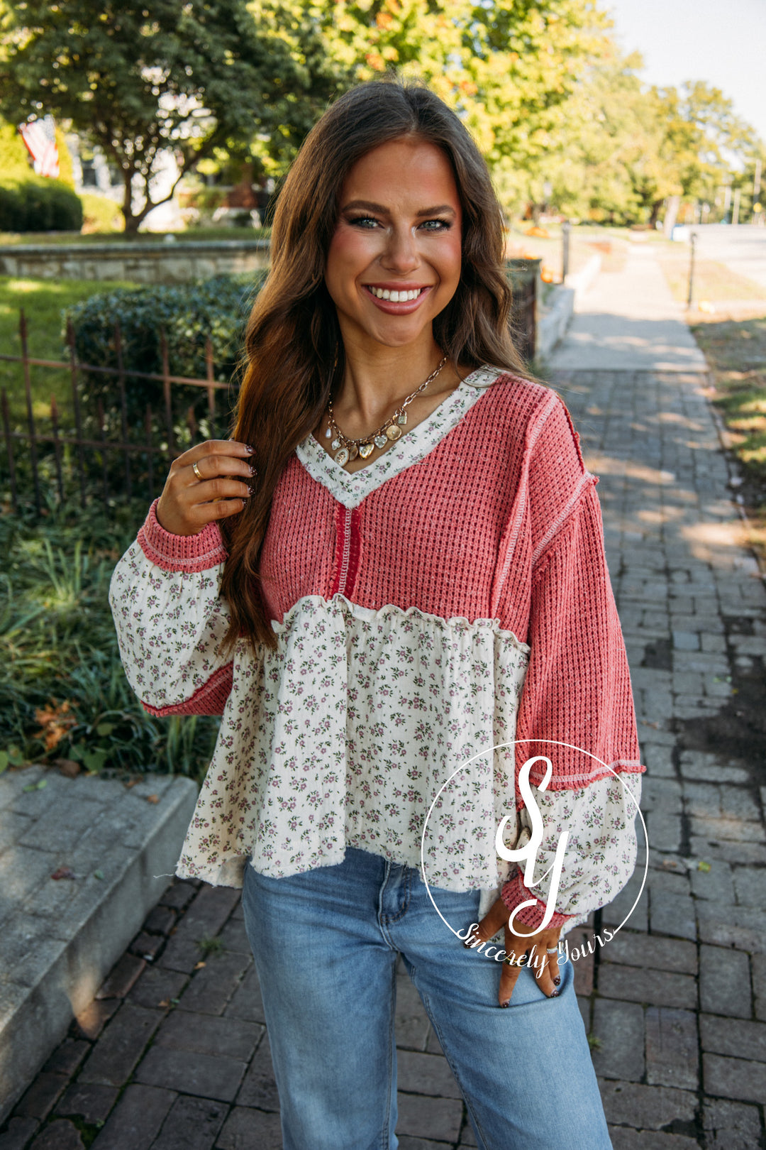 Floral And Frills Top - Hibiscus
