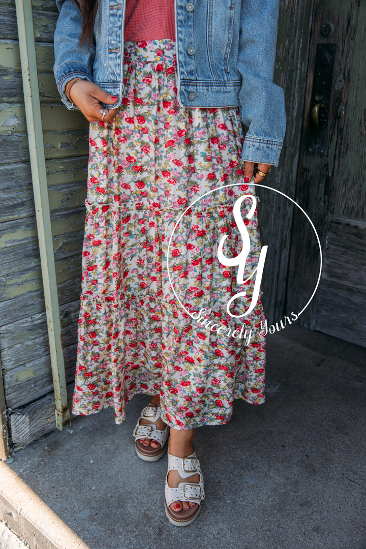 Balcony Brunch Skirt- Ivory Multi