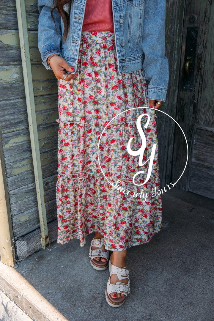 Balcony Brunch Skirt- Ivory Multi