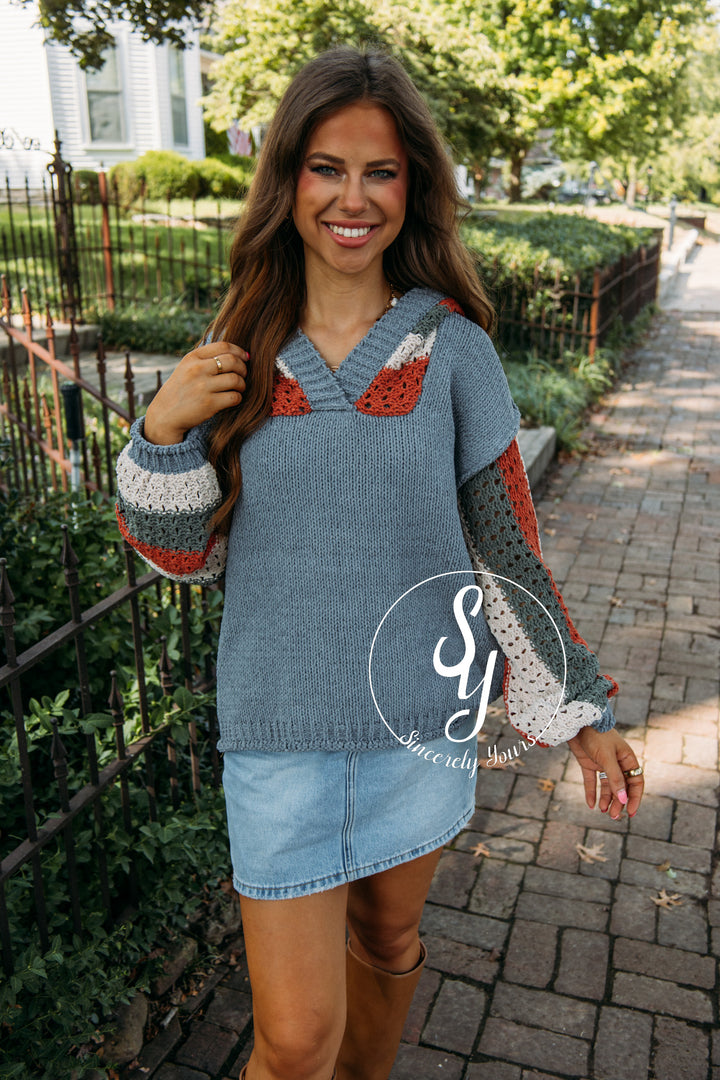 Book Reading Sweater- Navy Multi
