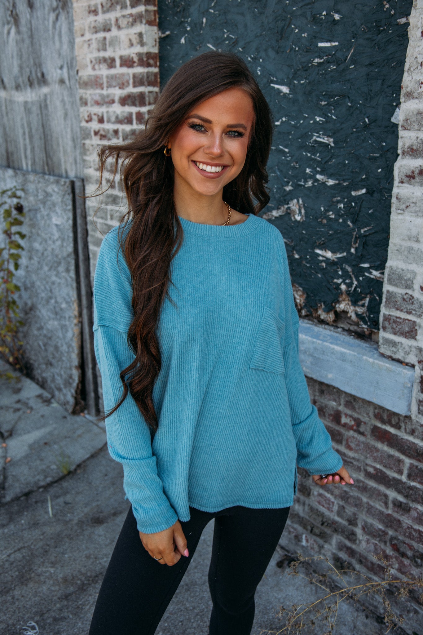 Simply The Vibe Top - Dusty Teal