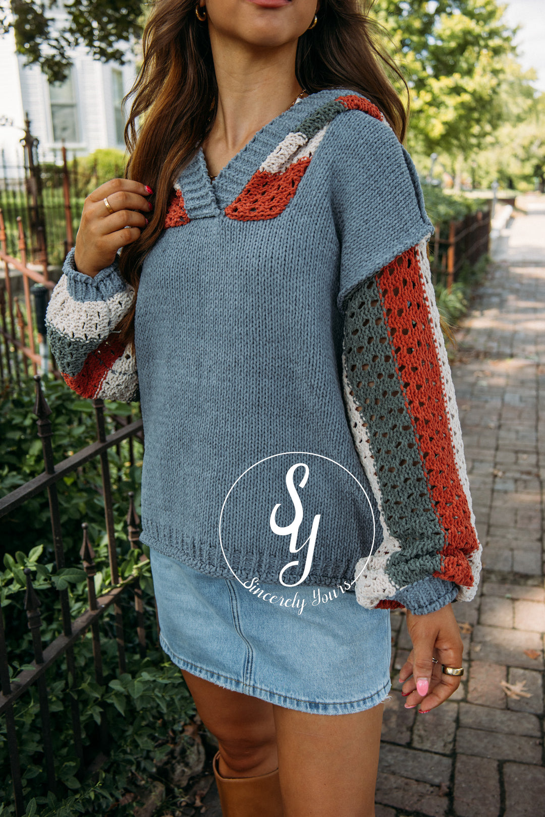 Book Reading Sweater- Navy Multi