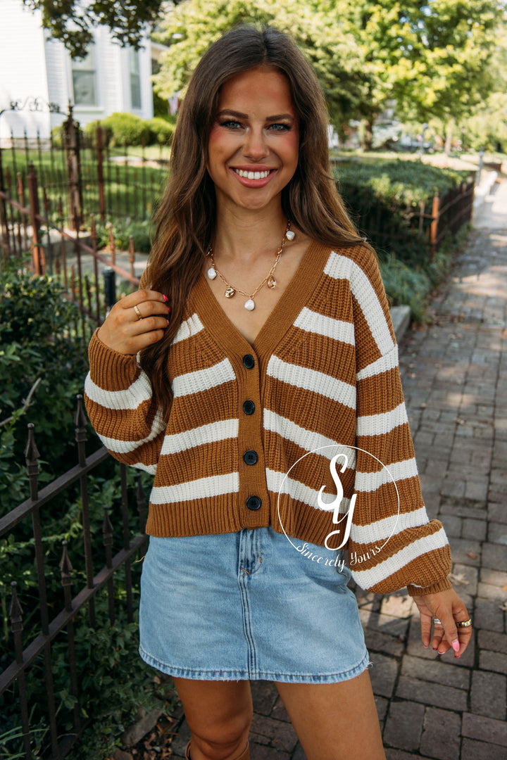 Stripe Feelings Moment Sweater- Brown