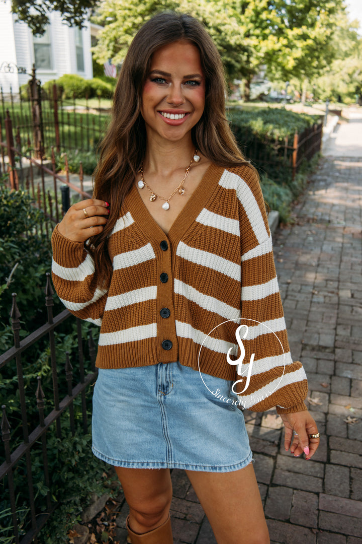 Stripe Feelings Moment Sweater- Brown