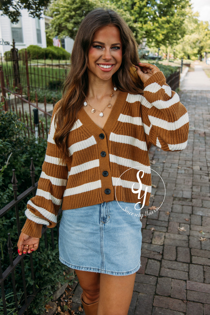 Stripe Feelings Moment Sweater- Brown