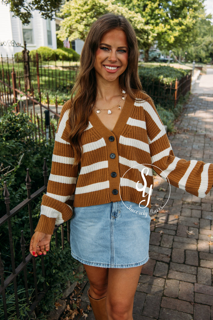 Stripe Feelings Moment Sweater- Brown