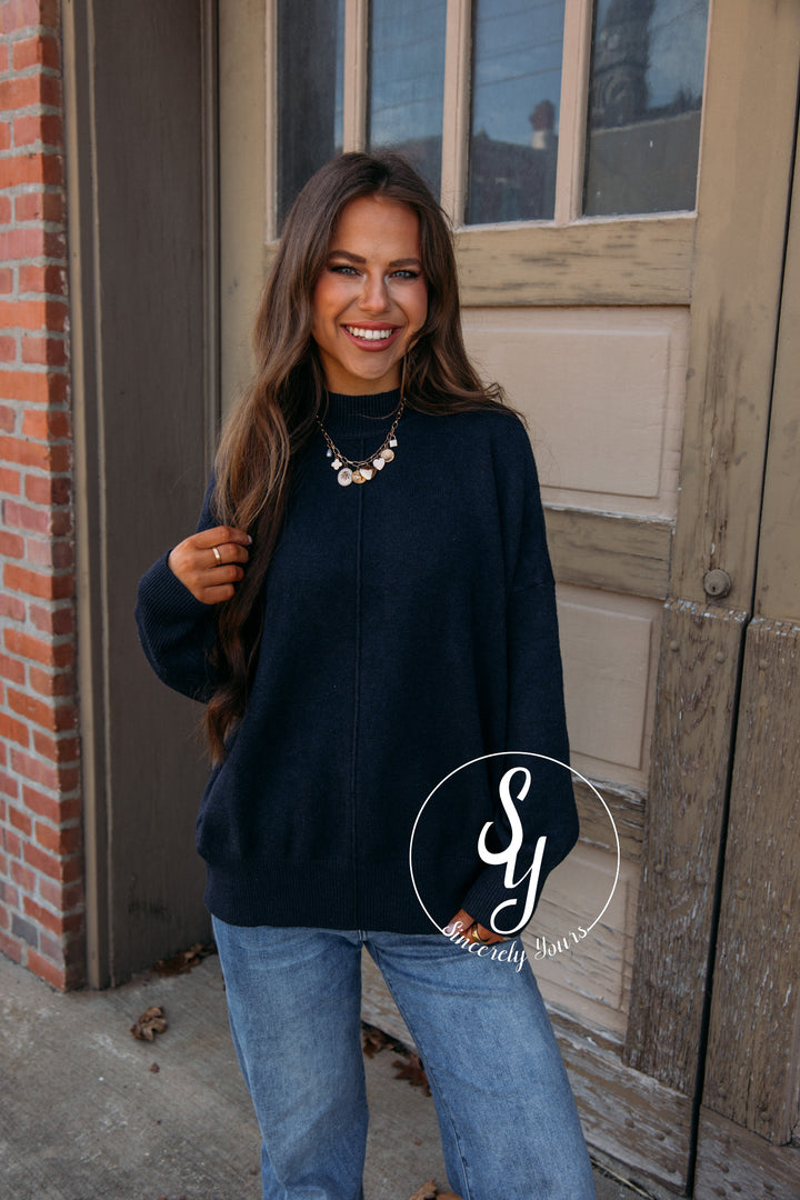 Clara Warm Sweater-Navy