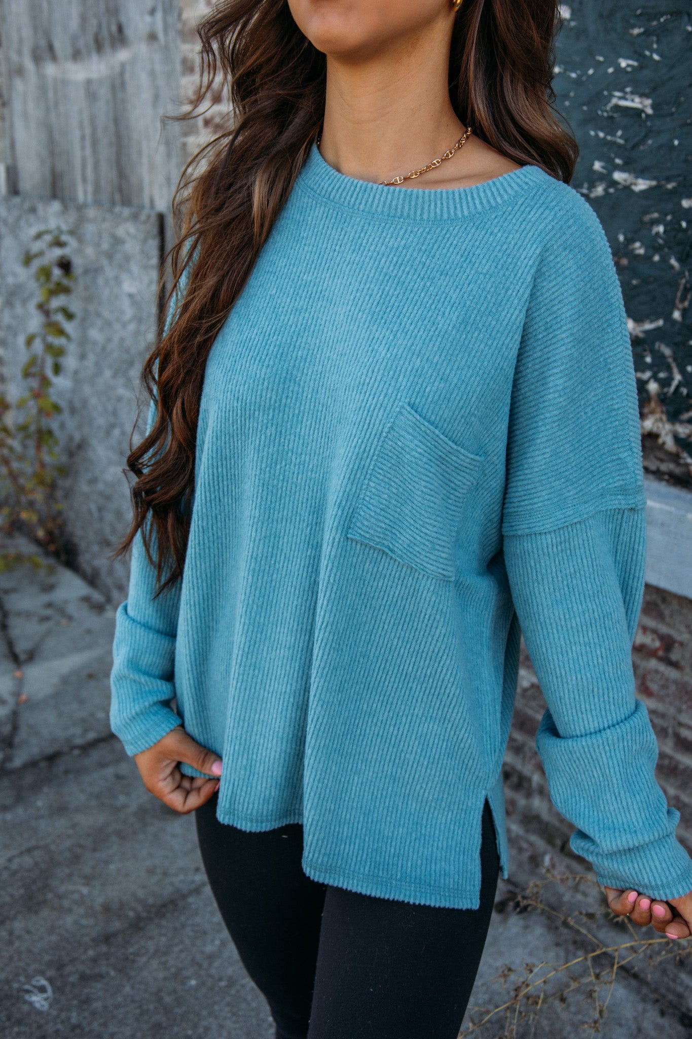 Simply The Vibe Top - Dusty Teal