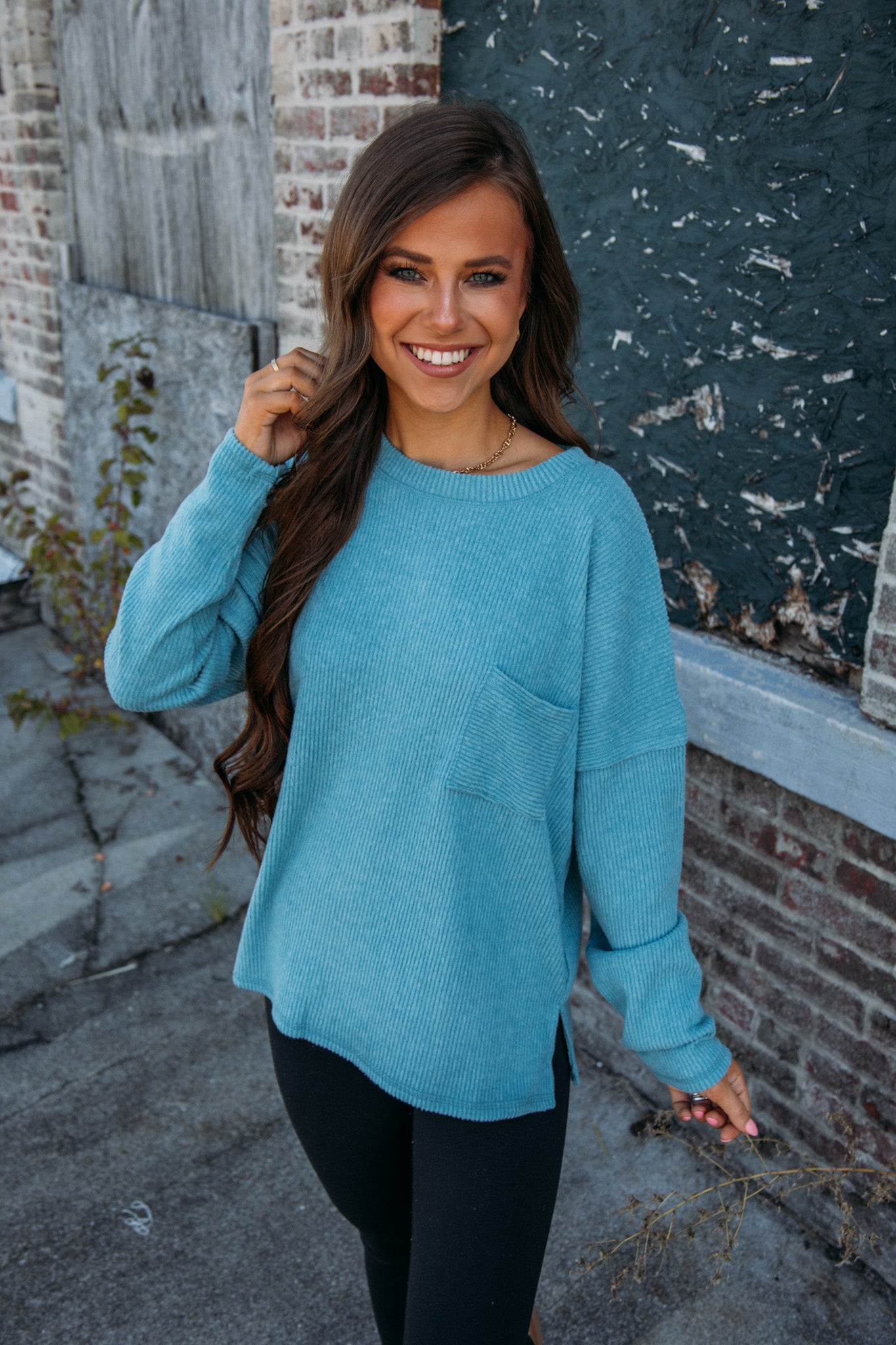Simply The Vibe Top - Dusty Teal