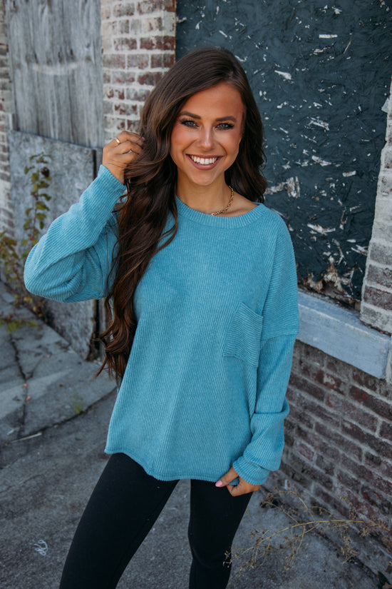 Simply The Vibe Top - Dusty Teal