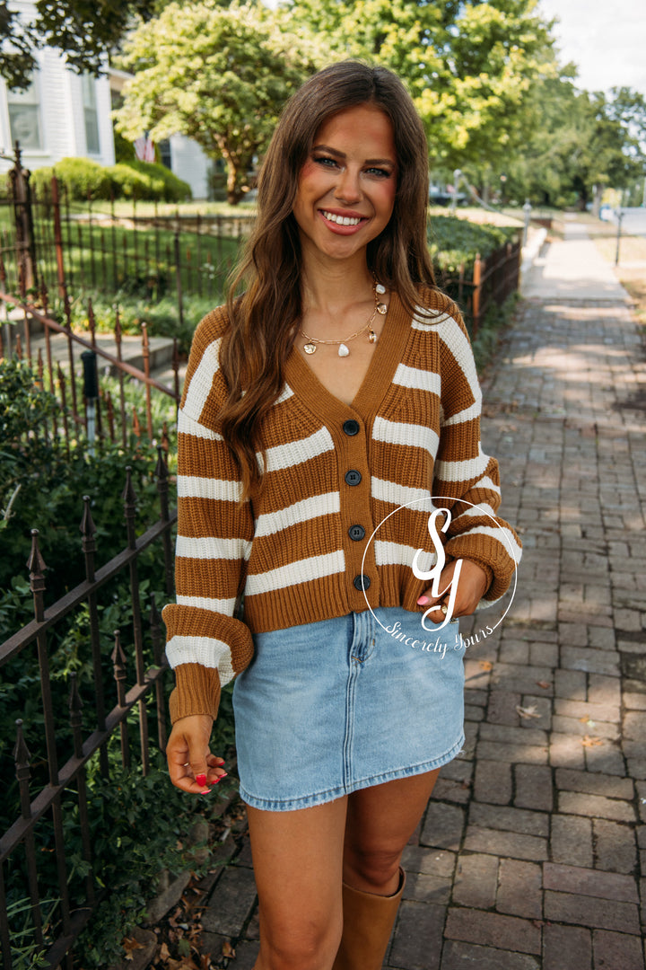 Stripe Feelings Moment Sweater- Brown
