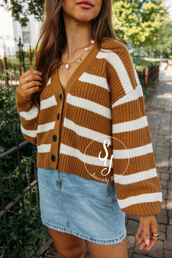 Stripe Feelings Moment Sweater- Brown