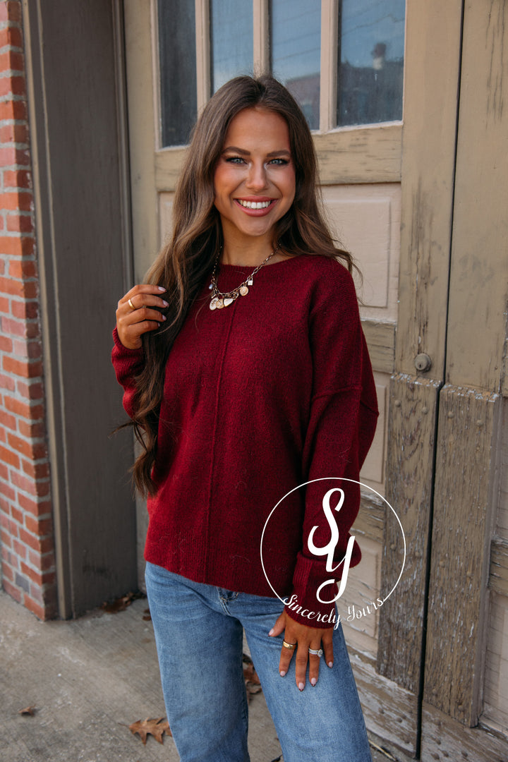 Stella Cozy Sweater-Burgundy