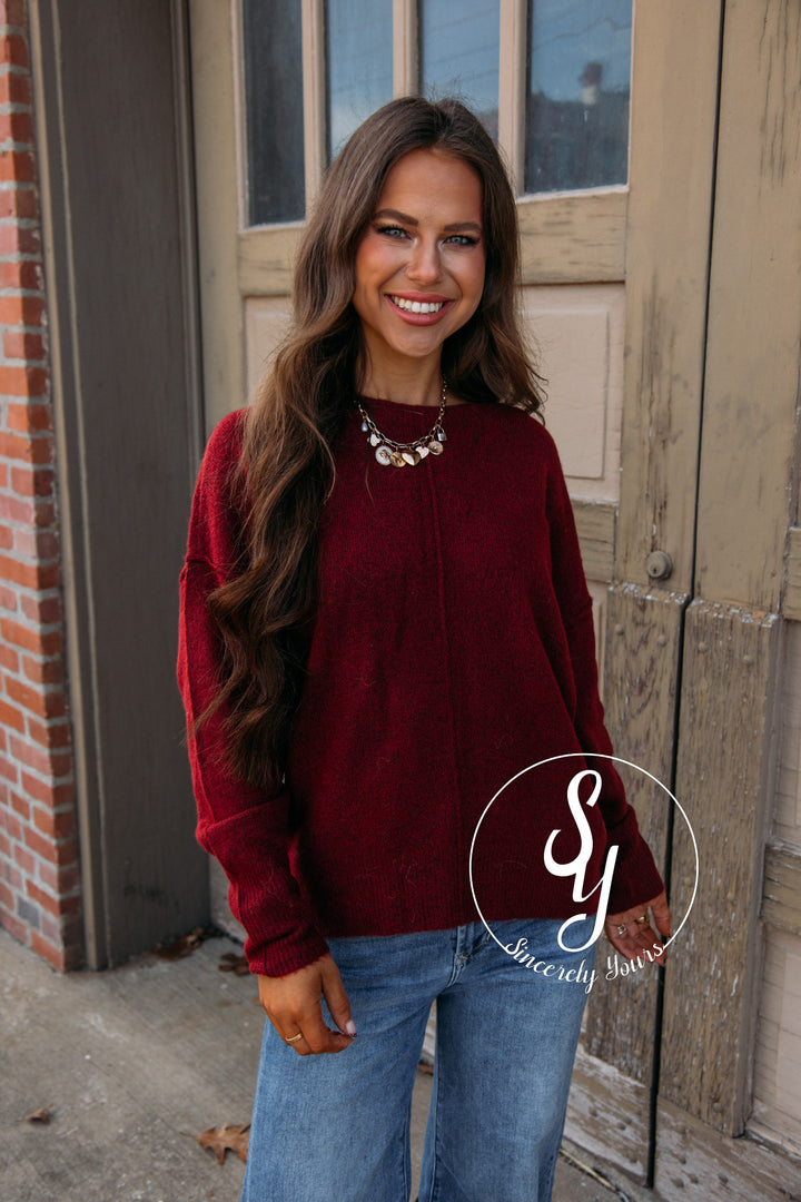 Stella Cozy Sweater-Burgundy