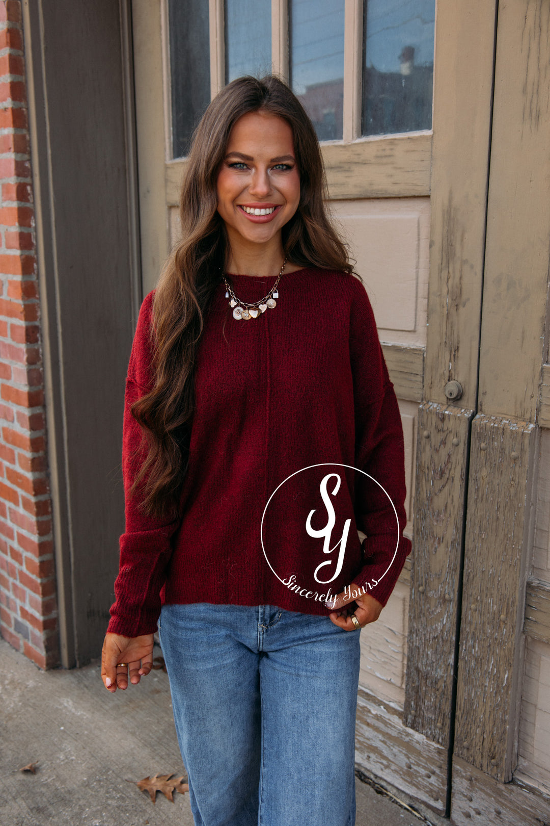 Stella Cozy Sweater-Burgundy
