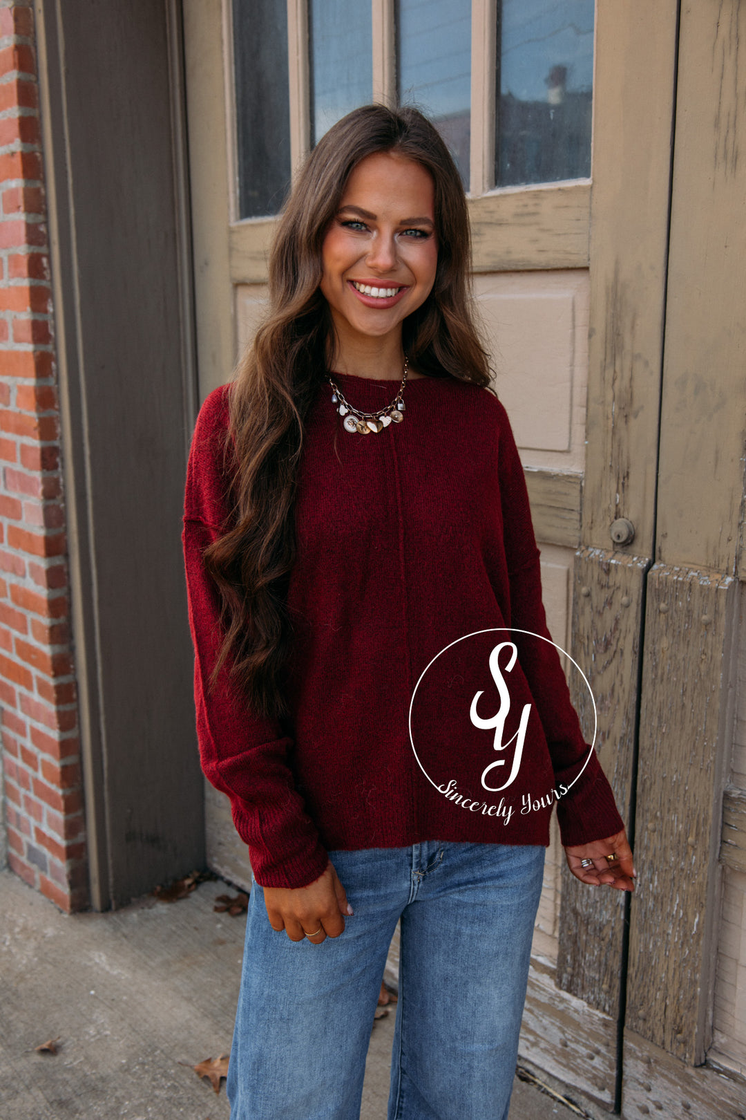 Stella Cozy Sweater-Burgundy