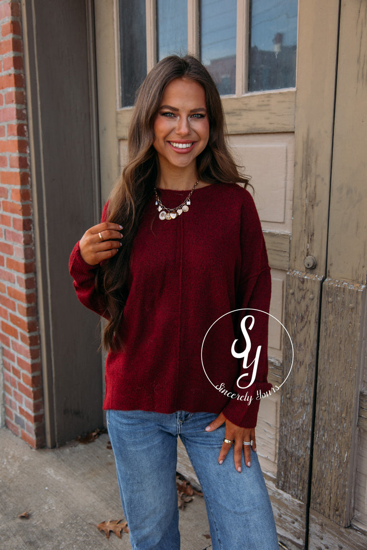 Stella Cozy Sweater-Burgundy