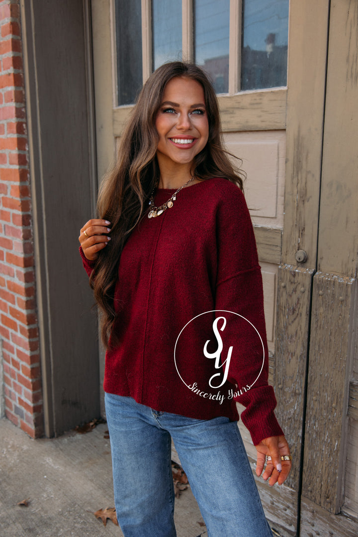 Stella Cozy Sweater-Burgundy