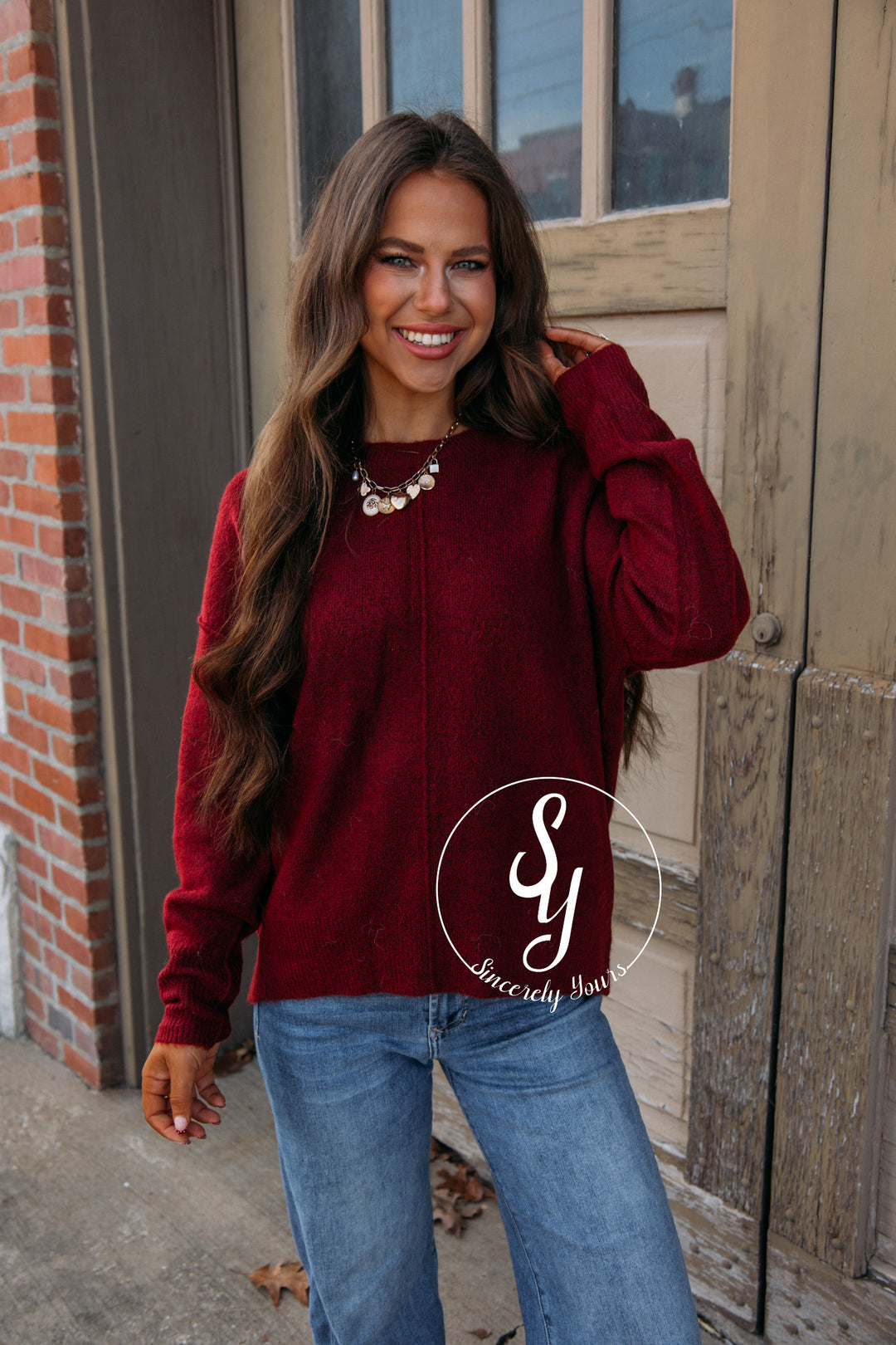 Stella Cozy Sweater-Burgundy