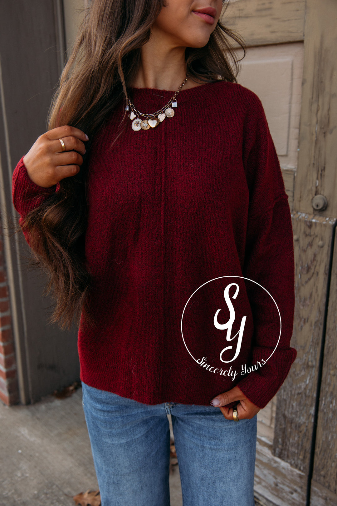 Stella Cozy Sweater-Burgundy