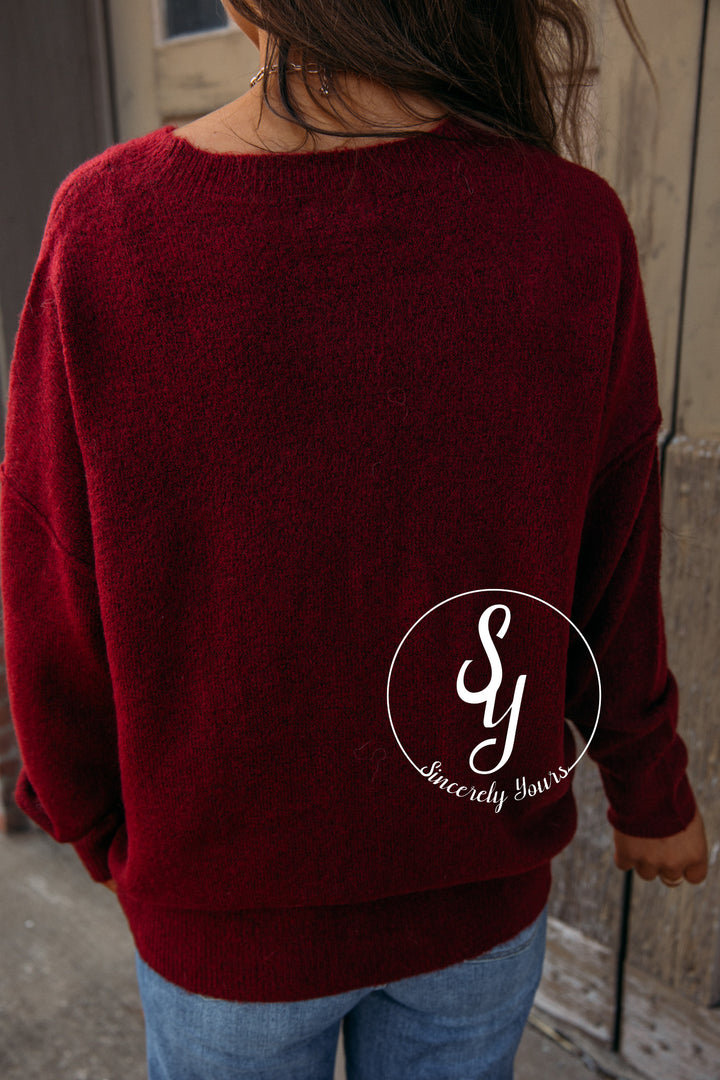 Stella Cozy Sweater-Burgundy