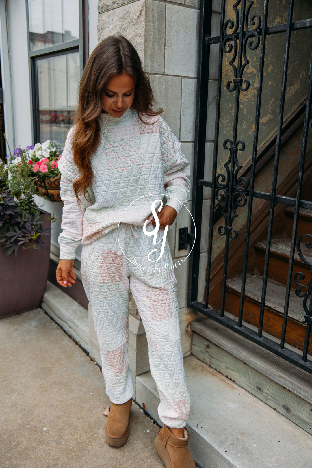 Petal Puff Quilted Joggers- Pastel
