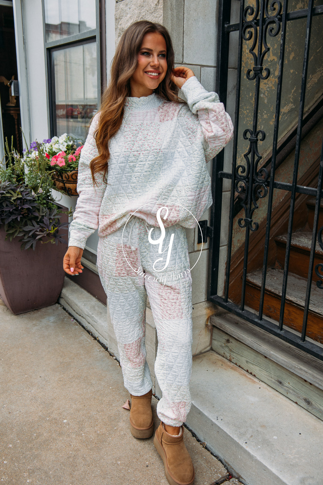 Petal Puff Quilted Joggers- Pastel