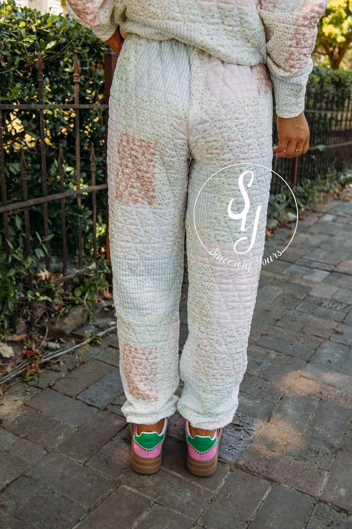 Petal Puff Quilted Joggers- Pastel