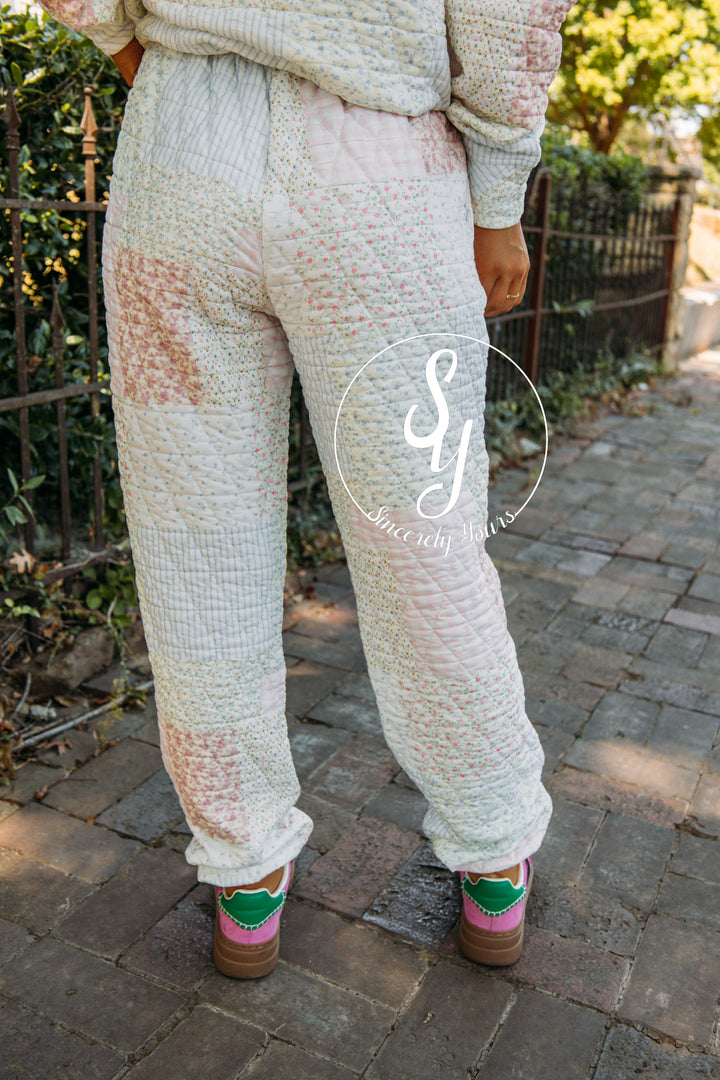 Petal Puff Quilted Joggers- Pastel