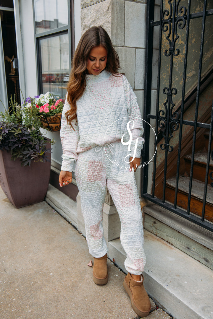 Petal Puff Quilted Joggers- Pastel