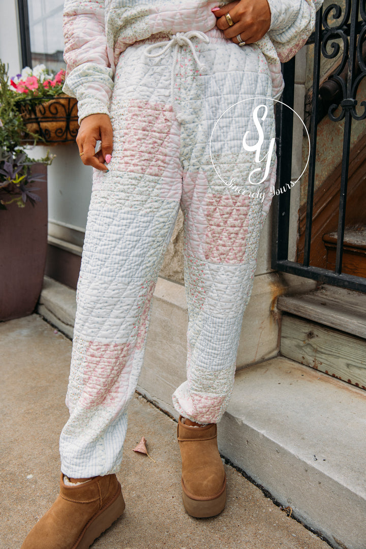 Petal Puff Quilted Joggers- Pastel
