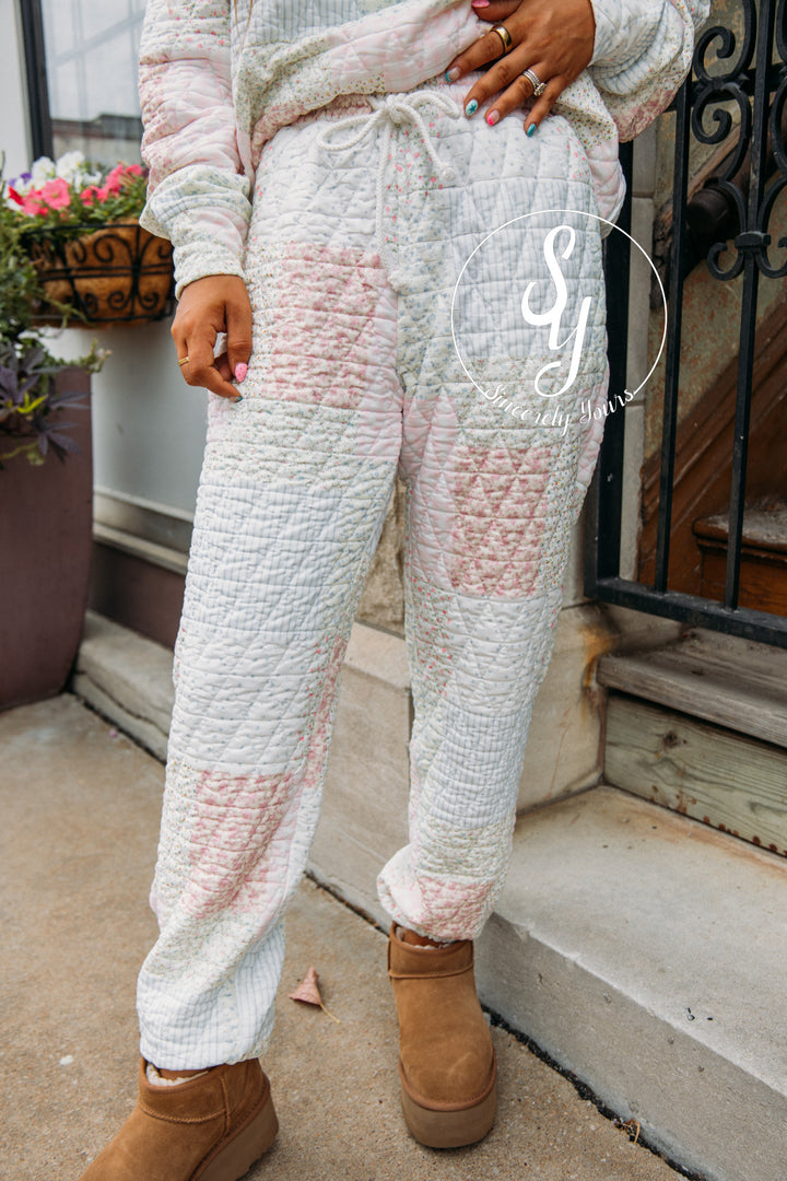 Petal Puff Quilted Joggers- Pastel