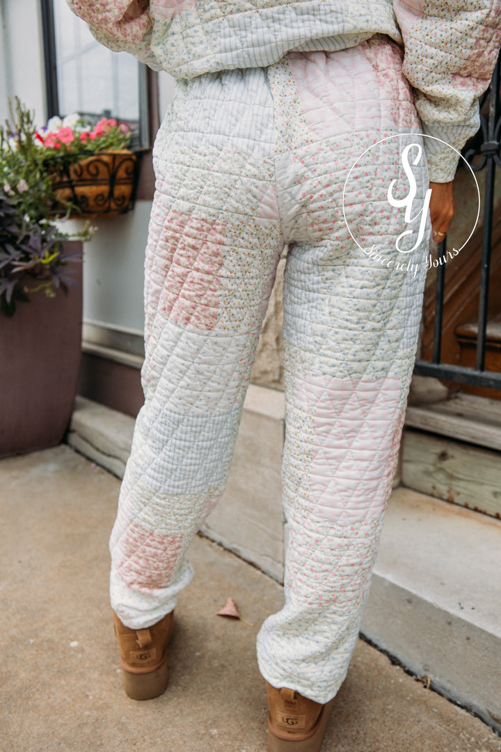 Petal Puff Quilted Joggers- Pastel