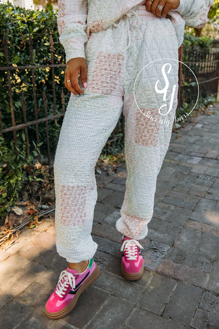 Petal Puff Quilted Joggers- Pastel