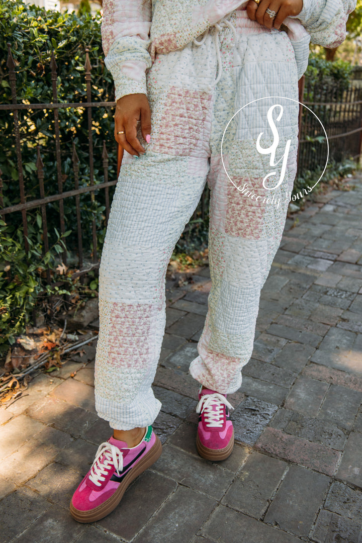 Petal Puff Quilted Joggers- Pastel