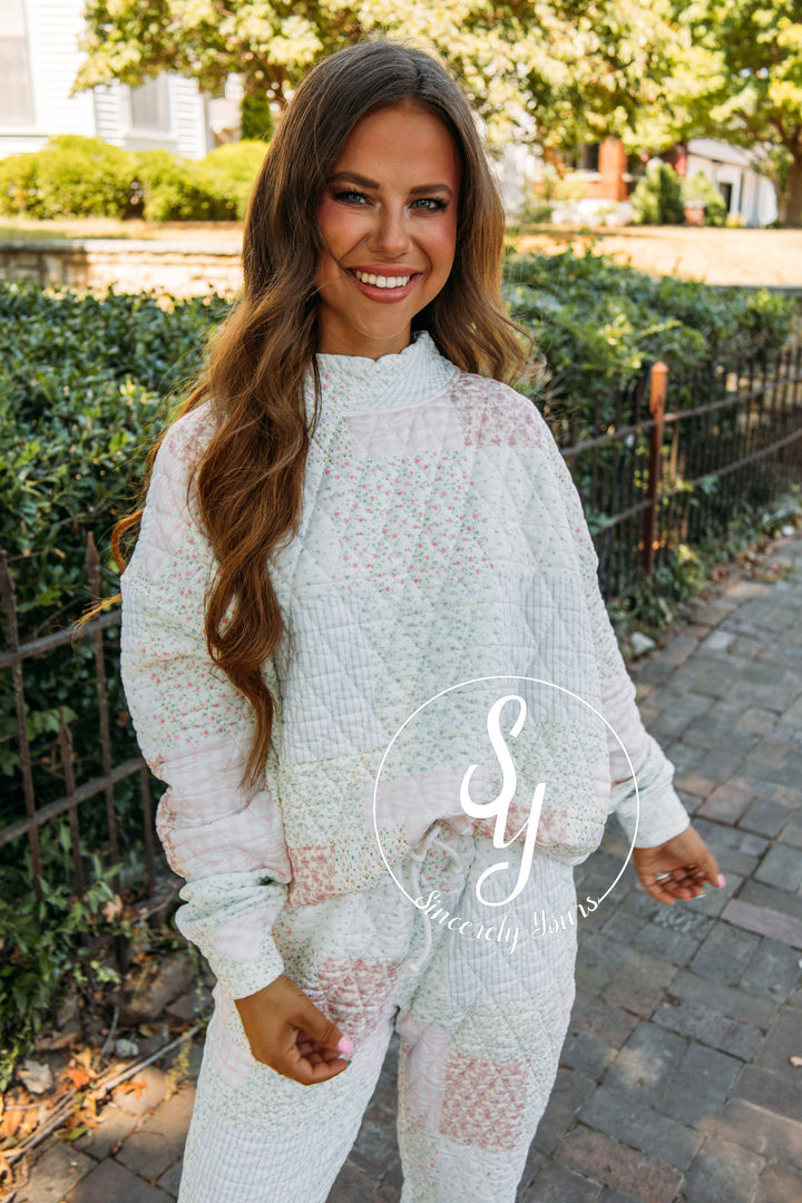 Petal Puff Quilted Mockneck- Pastel