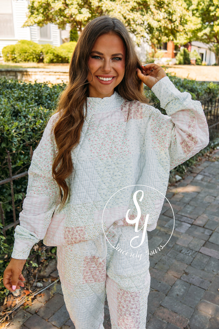 Petal Puff Quilted Mockneck- Pastel
