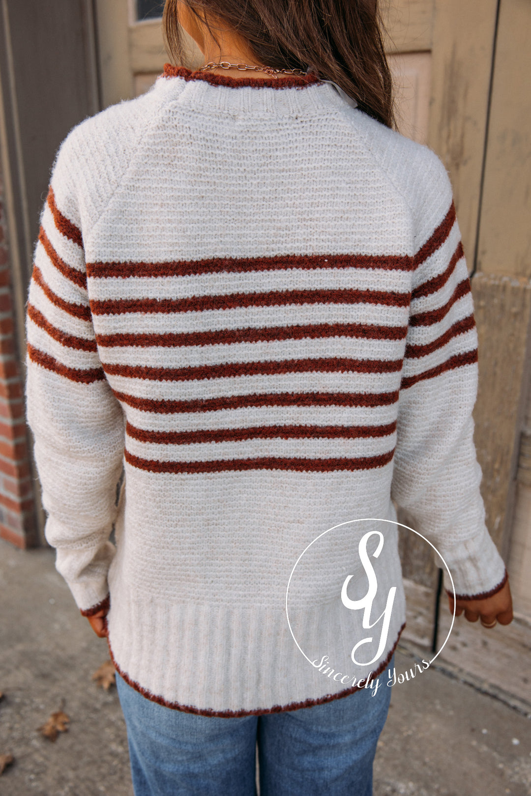 Toasty Striped Sweater-Copper