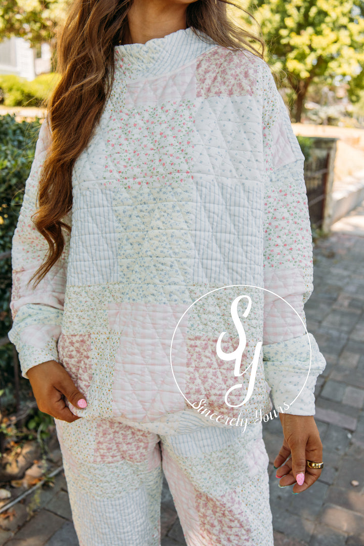 Petal Puff Quilted Mockneck- Pastel