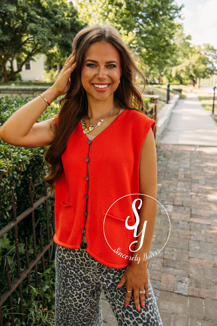 Strawberry On Top Vest- Poppy